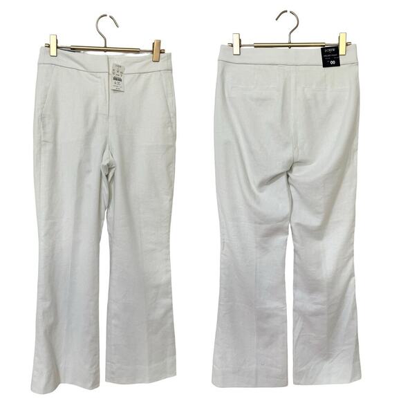 J Crew Kelsey Flare High Rise Cropped Pants Size 00 White Cotton Preppy NWT - Picture 1 of 7